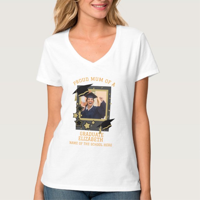 Personalisiertes Foto "Proud Mum a Graduate" T-Shirt (Vorderseite)