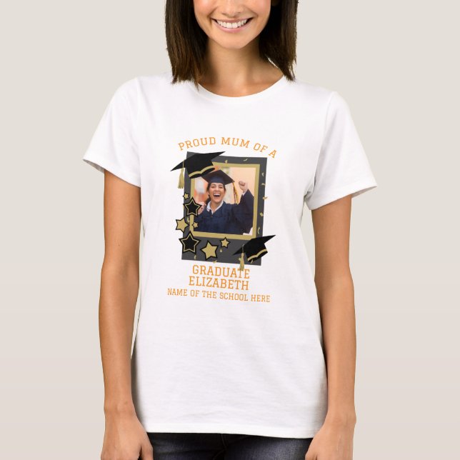 Personalisiertes Foto "Proud Mum a Graduate" T-Shirt (Vorderseite)
