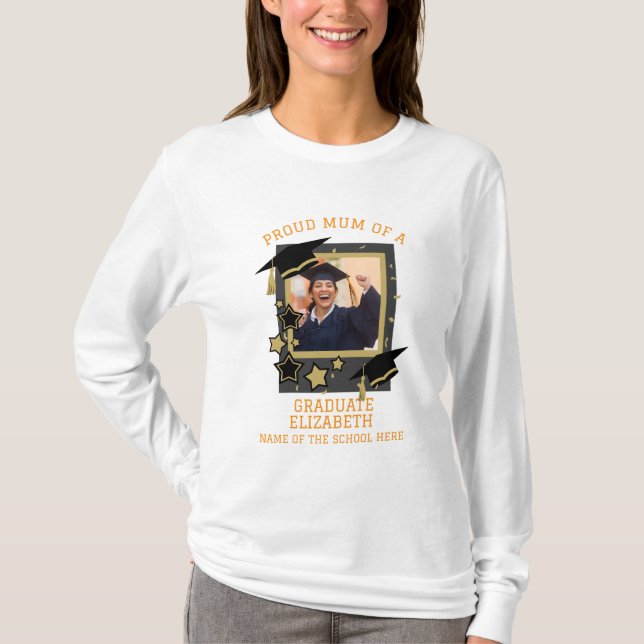 Personalisiertes Foto "Proud Mum a Graduate" T-Shirt (Vorderseite)