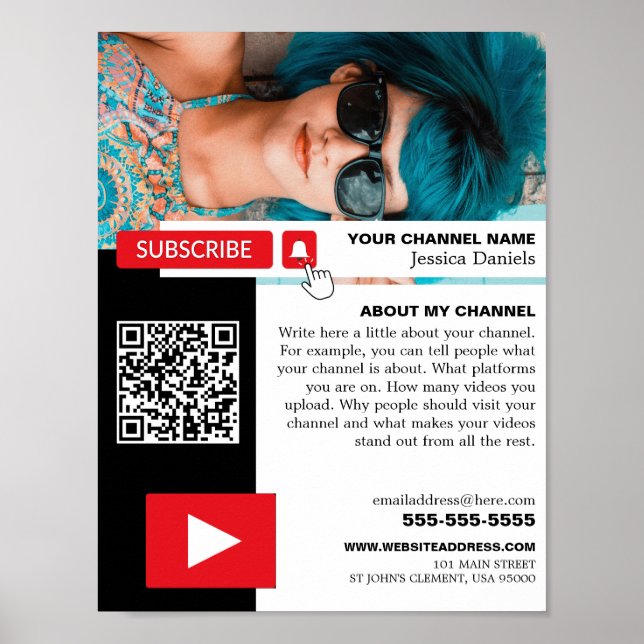 Personalisiertes Foto & QR Code, Youtube - Vlogger Poster (Vorne)