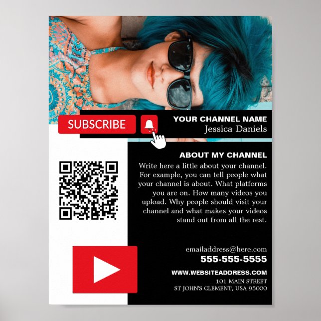 Personalisiertes Foto & QR Code, Youtube - Vlogger Poster (Vorne)