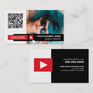 Personalisiertes Foto & QR Code, Youtube - Vlogger Visitenkarte