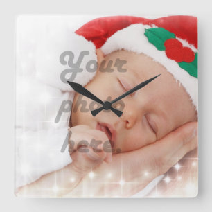 Personalisiertes Foto Quadratische Wanduhr