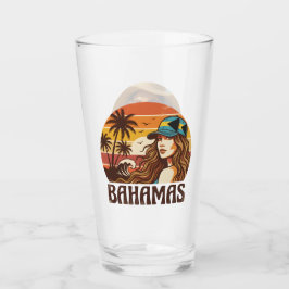 Personalisiertes Foto Retro Bahamas Tropischer Str Glas