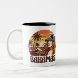 Personalisiertes Foto Retro Bahamas Tropischer Str Zweifarbige Tasse