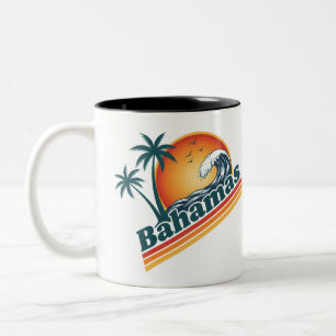 Personalisiertes Foto Retro Bahamas Tropischer Str Zweifarbige Tasse