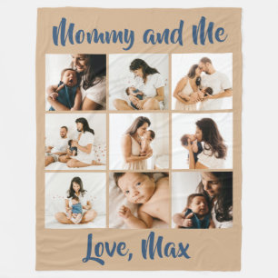Personalisiertes Foto Retro Beige Blue Mommy and M Fleecedecke