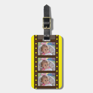 Personalisiertes Foto Retro-Filmstreifen in Gelb Gepäckanhänger