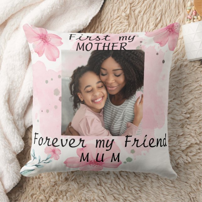 Personalisiertes Foto rosa Blume Sake Mama's Day Kissen (Decke)