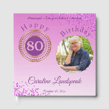Personalisiertes Foto Rosa Glitzer, 80. Geburtstag