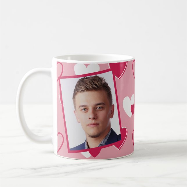 Personalisiertes Foto Rosa Herz Kaffeetasse (Links)