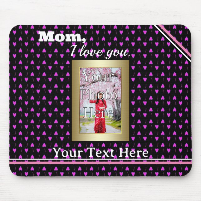 Personalisiertes Foto | Rosa Herzen | Mousepad (Vorne)