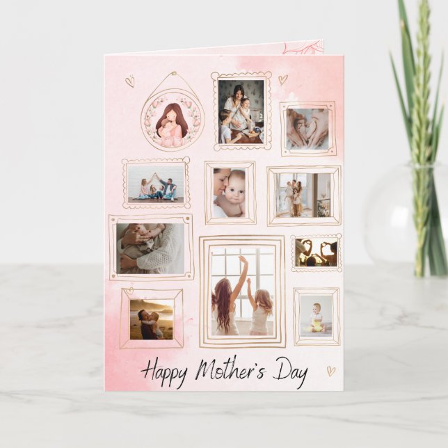 Personalisiertes Foto Rosa Muttertagskarte Dankeskarte (Vorderseite)