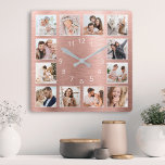 Personalisiertes Foto Rose Gold Quadratische Wanduhr<br><div class="desc">Erstellen Sie einfach Ihre eigene personalisierte Rose goldmetallische Wand-Uhr mit Ihren eigenen Fotos. Um die besten Ergebnisse zu erzielen,  schneiden Sie die Bilder vor dem Hochladen auf Quadrat - mit dem Fokuspunkt in der Mitte.</div>