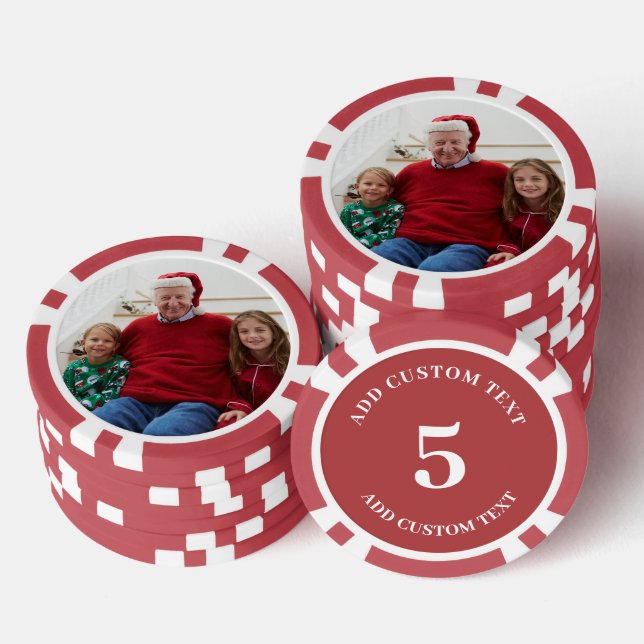 Personalisiertes Foto Rot Nummer 5 Spiel Pokerchips (Stapel)