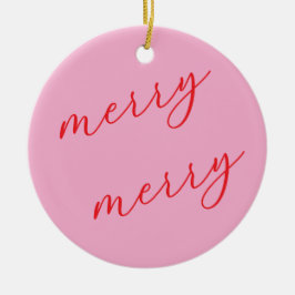 Personalisiertes Foto Rot & Rosa Schriftzug Weihna Keramik Ornament