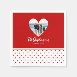 Personalisiertes Foto Rotes Herz Rahmen Modern A Serviette