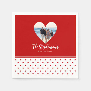 Personalisiertes Foto Rotes Herz Rahmen Modern A Serviette