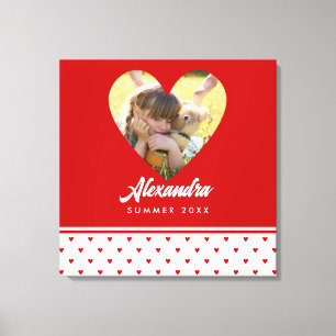 Personalisiertes Foto Rotes Herz Rahmen Modern Geb Leinwanddruck