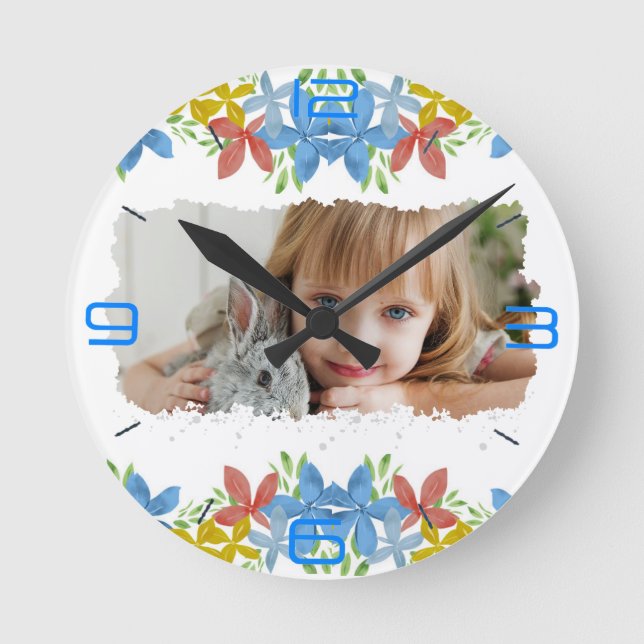 Personalisiertes Foto Runde Wanduhr (Vorderseite)