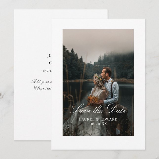 Personalisiertes Foto Save the Date Flachkarte (Vorne/Hinten)
