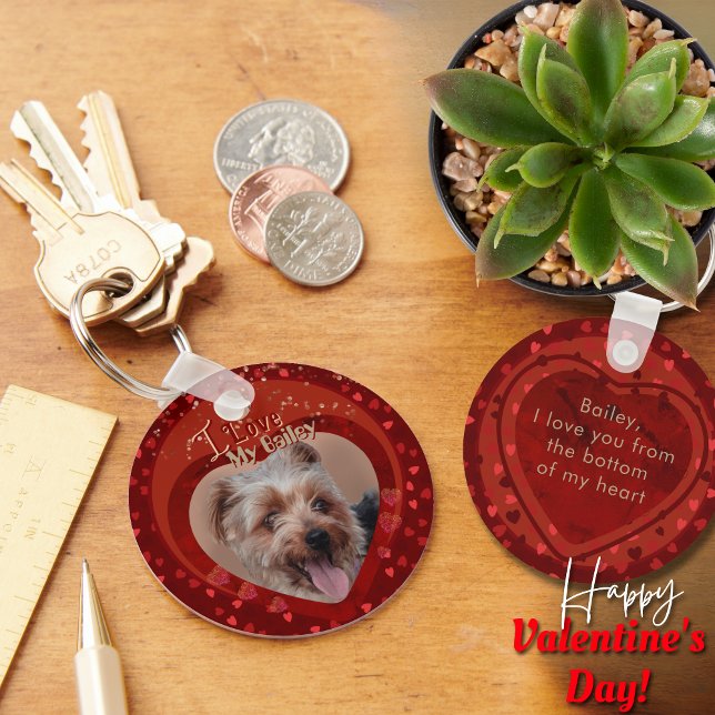 Personalisiertes Foto Schlüsselanhänger (Personalized Pet Photo Red Keepsake Keychain)
