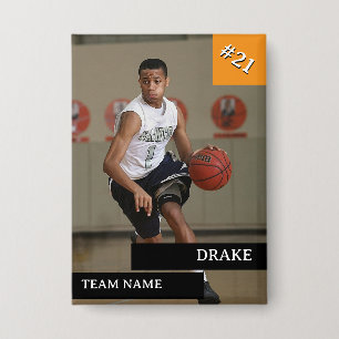 Personalisiertes Foto Sports Basketball Player Ora Button