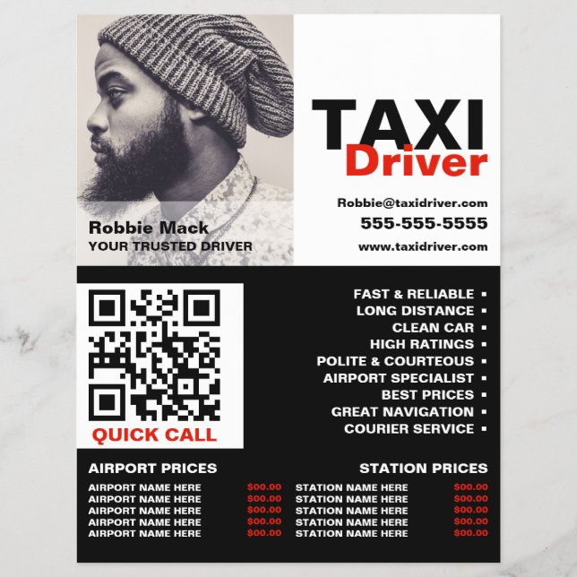 Personalisiertes Foto, Taxifahrer - Preisliste Flyer (Vorne)