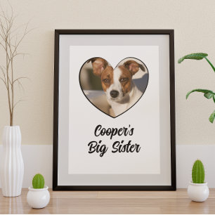 Personalisiertes Foto & Text große Schwester Hund Poster