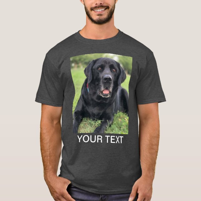 Personalisiertes Foto Text Haustier Hund Grau T-Shirt (Vorderseite)