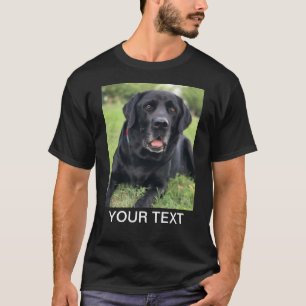 Personalisiertes Foto Text Pet Hund Schwarz T-Shirt