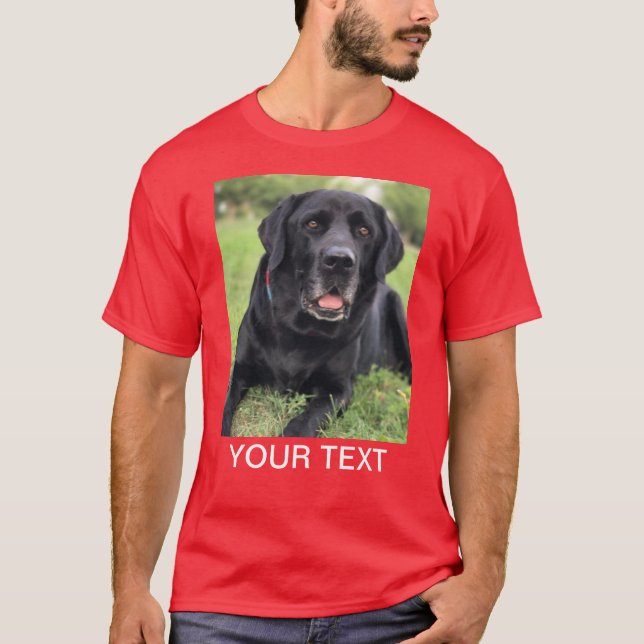 Personalisiertes Foto Text Rot T-Shirt (Vorderseite)