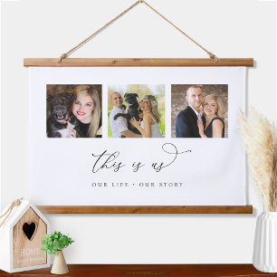 Personalisiertes Foto "This is us us" Zeichen Wandteppich Mit Holzrahmen