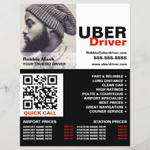 Personalisiertes Foto, Uber-Treiber - Preisliste Flyer