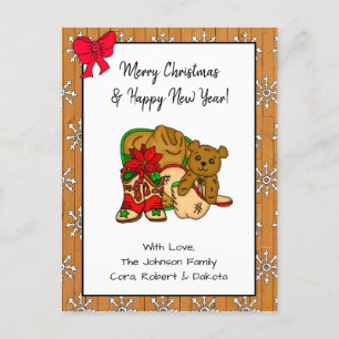 Personalisiertes Foto und Cowboy Weihnachten Postkarte