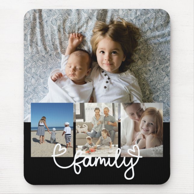 Personalisiertes Foto und Familientext mit Herz Mousepad (Vorne)
