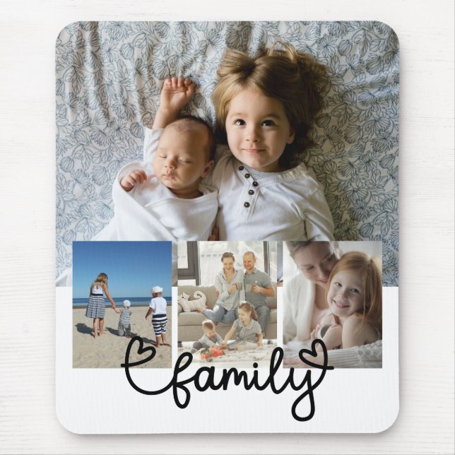 Personalisiertes Foto und Familientext mit Herz Mousepad (Vorne)