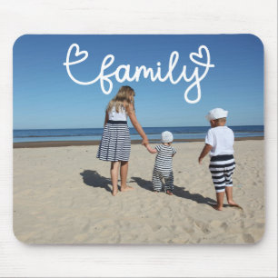 Personalisiertes Foto und Familientext mit Herz Mousepad