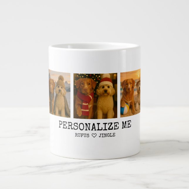Personalisiertes Foto und Liebe Herz Bester Hund Jumbo-Tasse (Vorderseite)