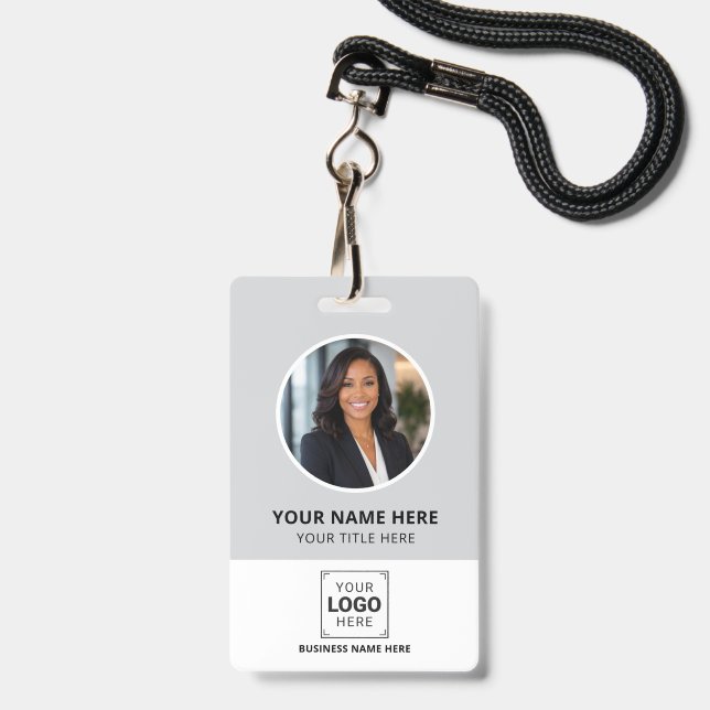 Personalisiertes Foto- und Logogeschäft Ausweis (Vorderseite mit Lanyard)