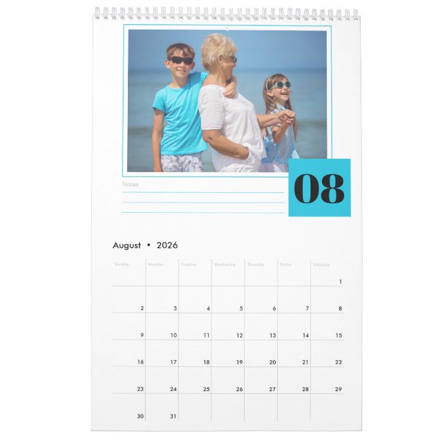 Personalisiertes Foto und monatliche Erläuterungen Kalender (Aug 2026)