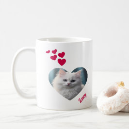 Personalisiertes Foto und Name des Tieres mit Herz Kaffeetasse