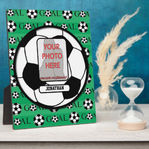 Personalisiertes Foto und Name Fußball Fotoplatte
