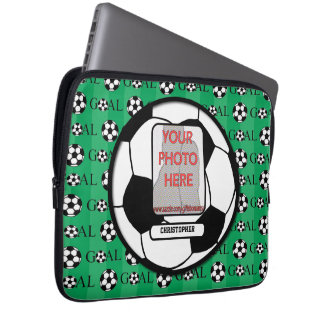 Personalisiertes Foto und Name Fußball Laptopschutzhülle
