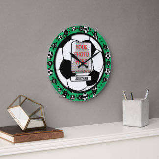 Personalisiertes Foto und Name Fußball-Wanduhr Große Wanduhr