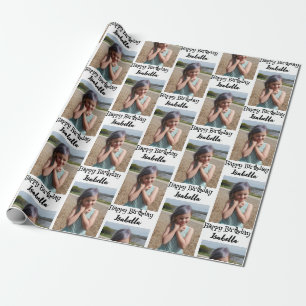 Personalisiertes Foto und Name Geburtswrap Geschenkpapier