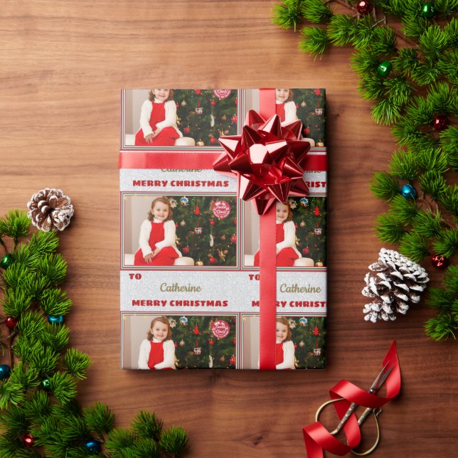 Personalisiertes Foto und Name Geschenkpapier (Feiertagsgeschenk)