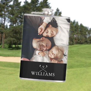 Personalisiertes Foto und Name Golfklubs Flachmann