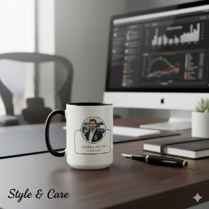 Personalisiertes Foto und Name mit Jobtitel Tasse