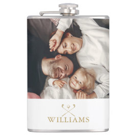 Personalisiertes Foto und Name Monogram Gold Flachmann